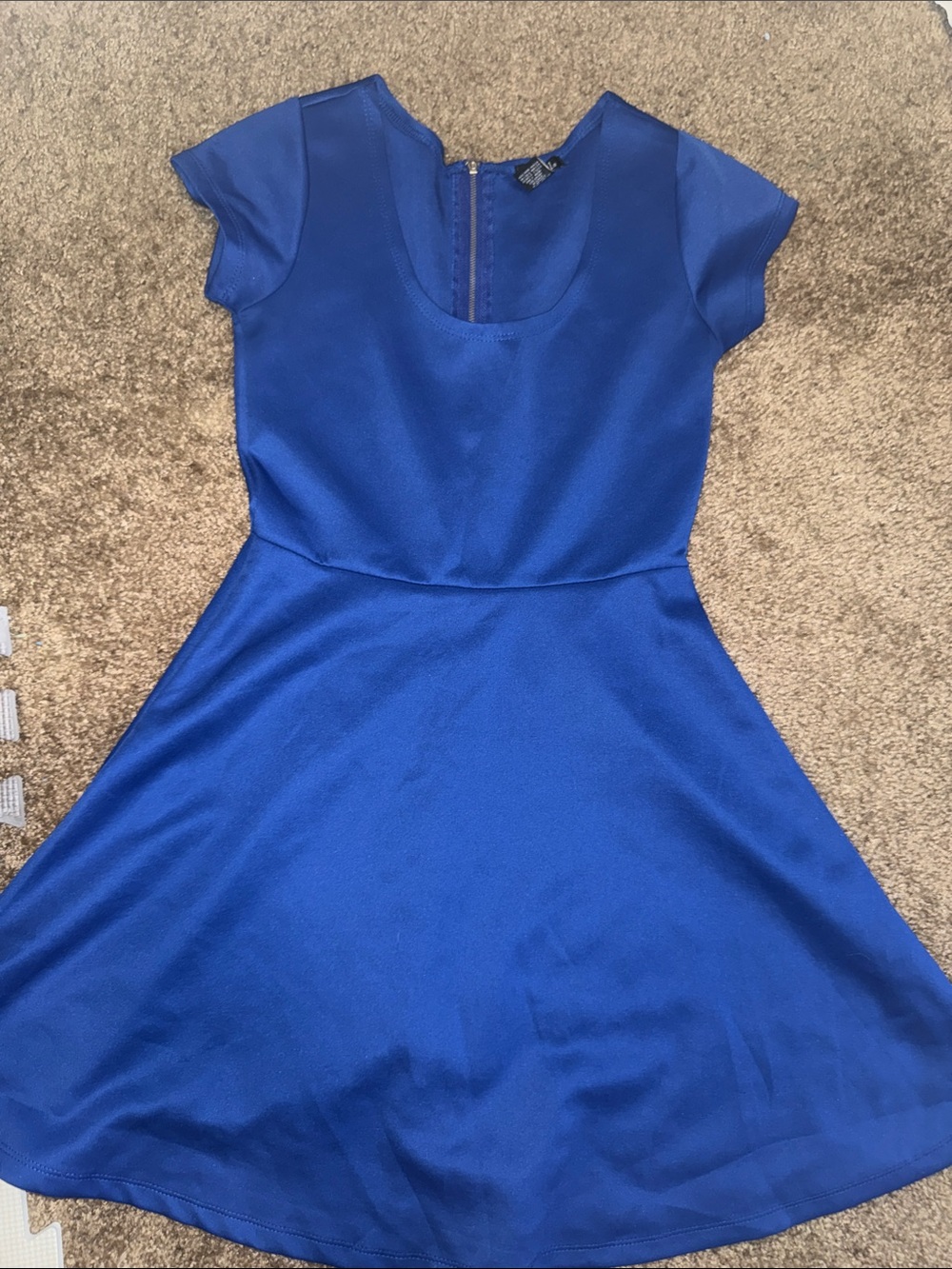 Classic Royal Blue Fit-and-Flare Skater Dress